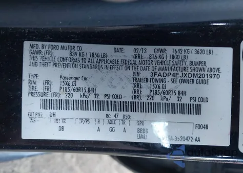 2013 Ford Fiesta Se from USA, damaged, VIN 3FADP4EJXDM201970